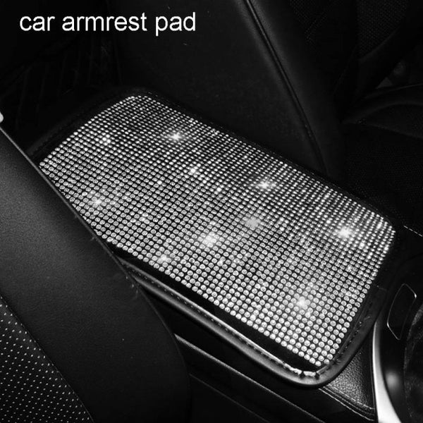 Fashion Rhinestone Crystal Car Headrest Neck Pillows Diamond Car Seat Belt Cover Pad Waist Support Auto Interior Accessories Set