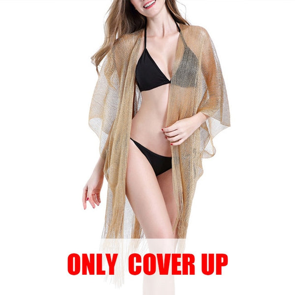 Tassel gold bikini cover up