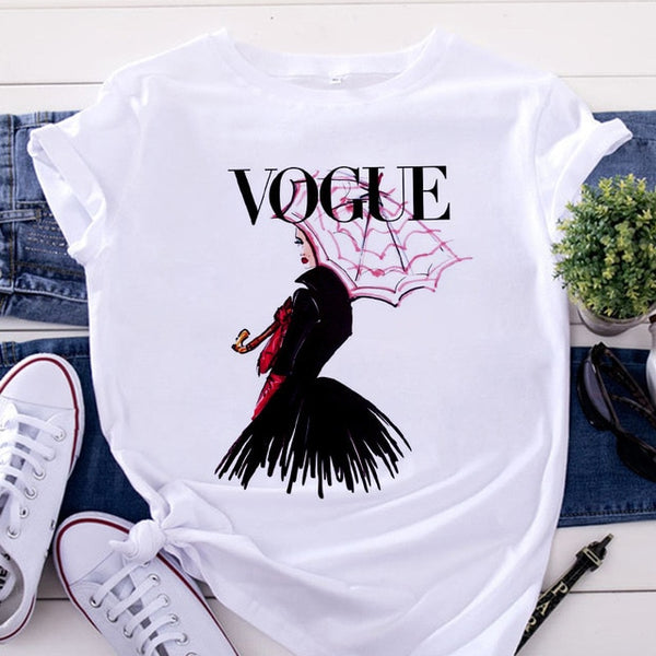 VOGUE Printing T shirt Harajuku T white Tshirt Tops