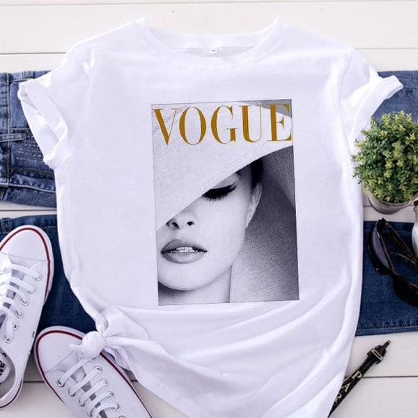 VOGUE Printing T shirt Harajuku T white Tshirt Tops