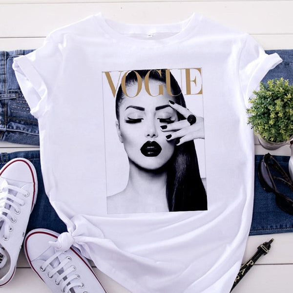 VOGUE Printing T shirt Harajuku T white Tshirt Tops