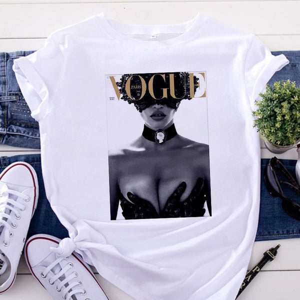 VOGUE Printing T shirt Harajuku T white Tshirt Tops