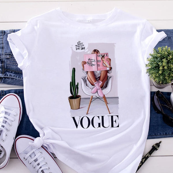 VOGUE Printing T shirt Harajuku T white Tshirt Tops