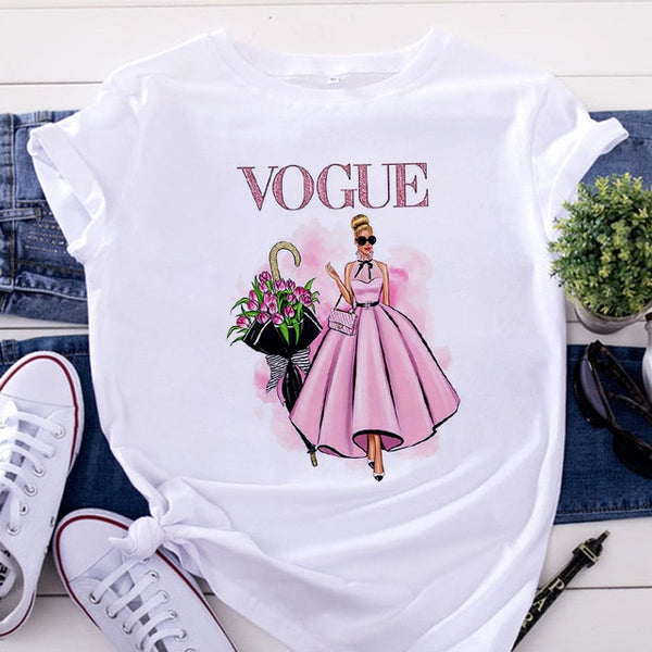 VOGUE Printing T shirt Harajuku T white Tshirt Tops