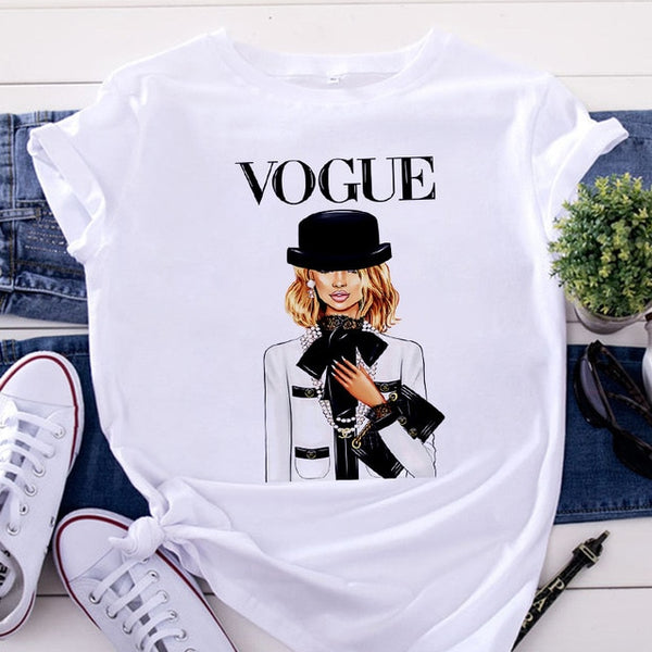 VOGUE Printing T shirt Harajuku T white Tshirt Tops