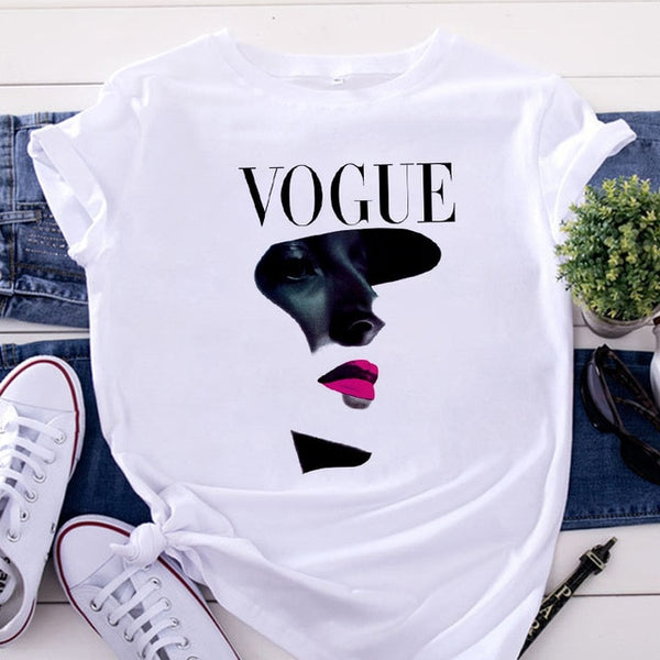 VOGUE Printing T shirt Harajuku T white Tshirt Tops