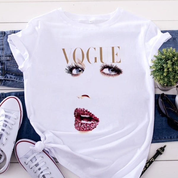 VOGUE Printing T shirt Harajuku T white Tshirt Tops