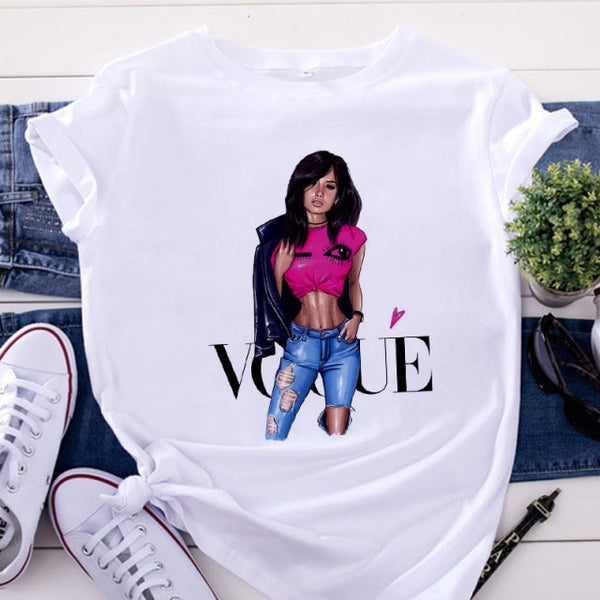 VOGUE Printing T shirt Harajuku T white Tshirt Tops