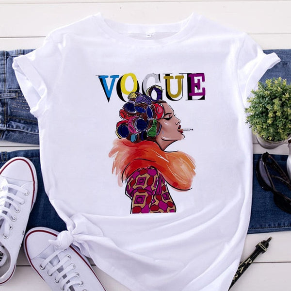 VOGUE Printing T shirt Harajuku T white Tshirt Tops