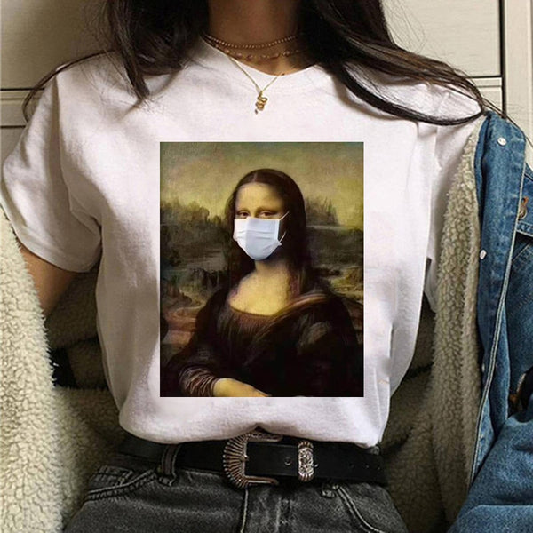 Mona Lisa Wearing Face Mask t-shirt