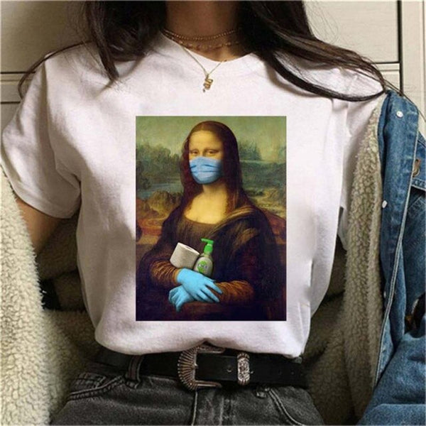 Mona Lisa Wearing Face Mask t-shirt