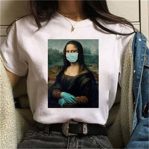 Mona Lisa Wearing Face Mask t-shirt