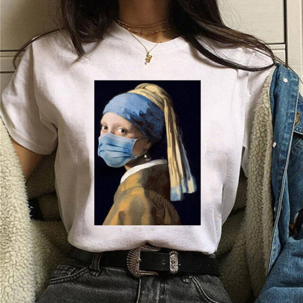 Mona Lisa Wearing Face Mask t-shirt