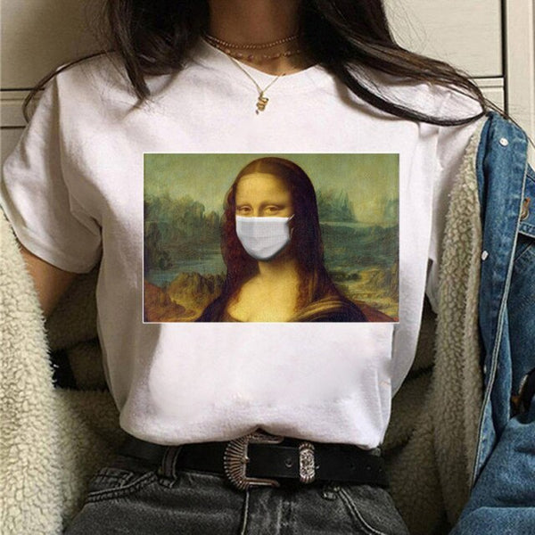 Mona Lisa Wearing Face Mask t-shirt