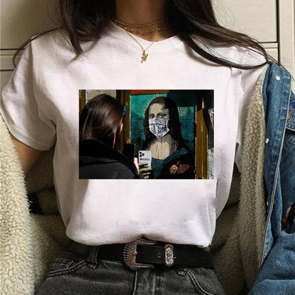 Mona Lisa Wearing Face Mask t-shirt