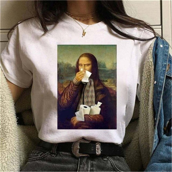 Mona Lisa Wearing Face Mask t-shirt