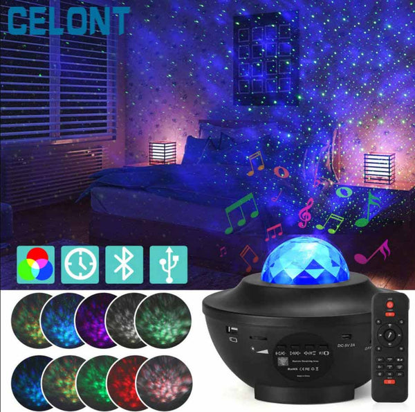 LED Star Ocean Wave Projector Galaxy Starry Sky With Music Bluetooth Speaker