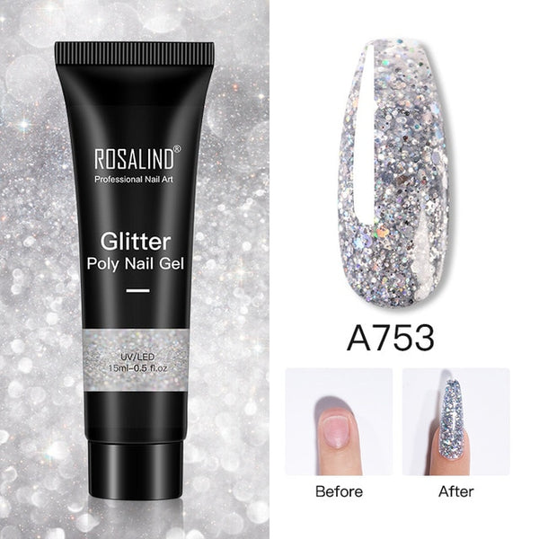 Glitter Poly Nail Gel Extension 15ml Gel Polish Soak Off Nail Art