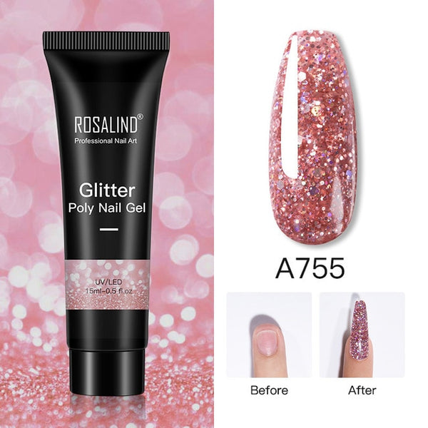 Glitter Poly Nail Gel Extension 15ml Gel Polish Soak Off Nail Art