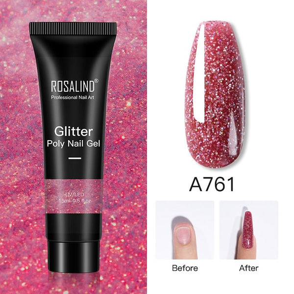 Glitter Poly Nail Gel Extension 15ml Gel Polish Soak Off Nail Art