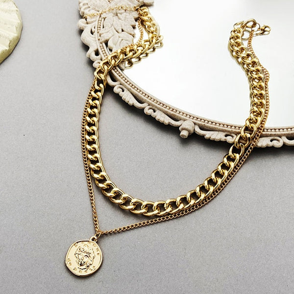 17KM Punk Multilayered Gold Trend Jewelry