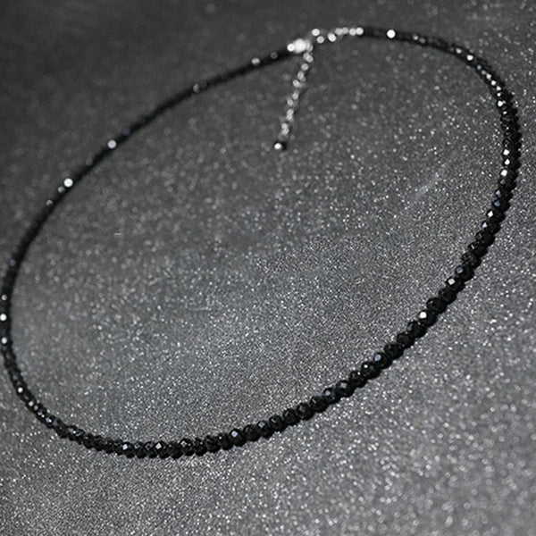 Black Crystal Short Chain Necklace