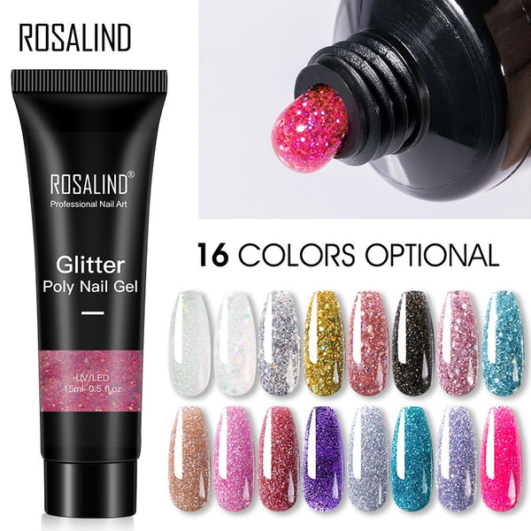 Glitter Poly Nail Gel Extension 15ml Gel Polish Soak Off Nail Art