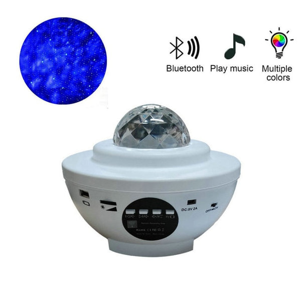 LED Star Ocean Wave Projector Galaxy Starry Sky With Music Bluetooth Speaker