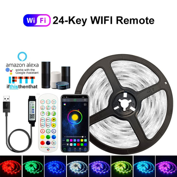 5V USB WIFI Bluetooth 1M-30M 5050 USB Led Strips Light Waterproof RGB Led Diode Ribbon Lamp For Decoration Bedroom TV BackLight