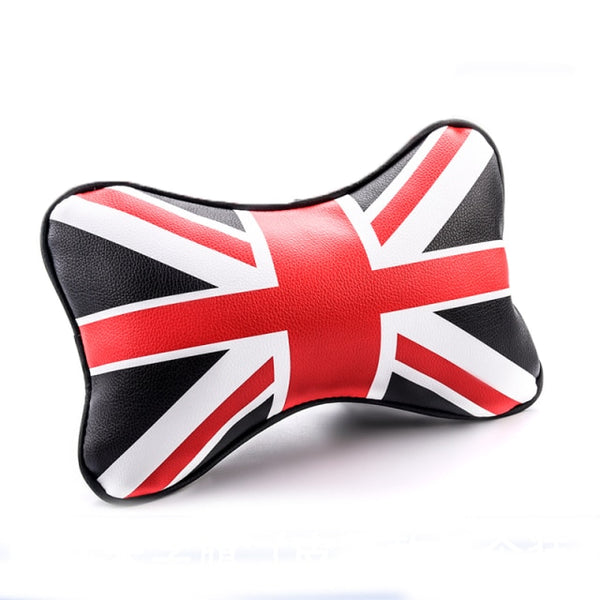 1PC Car Pillow Neck Headrest For BMW MINI Cooper PU Leather Universal Head Rest Cushion Pad Auto Styling Accessories Cotton