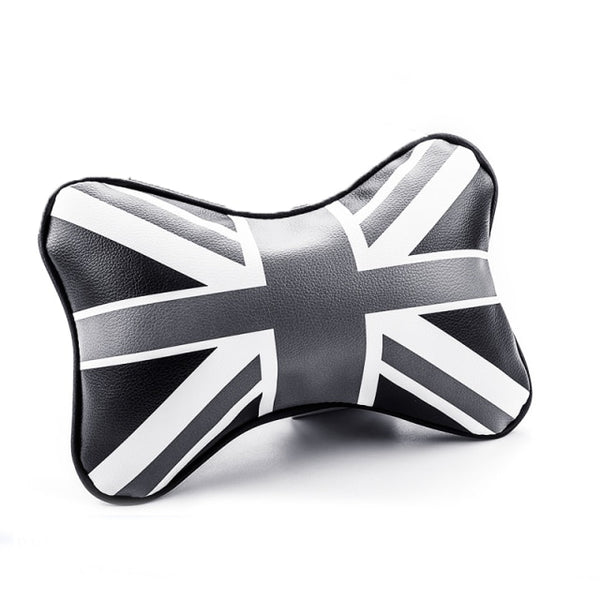 1PC Car Pillow Neck Headrest For BMW MINI Cooper PU Leather Universal Head Rest Cushion Pad Auto Styling Accessories Cotton