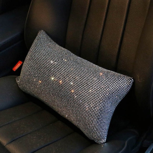 Fashion Rhinestone Crystal Car Headrest Neck Pillows Diamond Car Seat Belt Cover Pad Waist Support Auto Interior Accessories Set